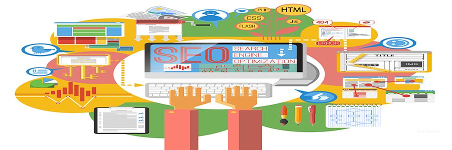 Seo concept computer search engine optimization coding  poster print with site map infographic elements abstract vector illustration
