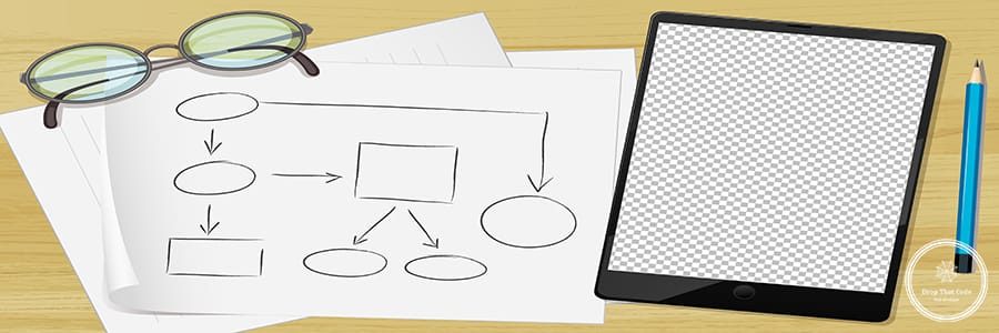 Tablet and paper on the table illustration