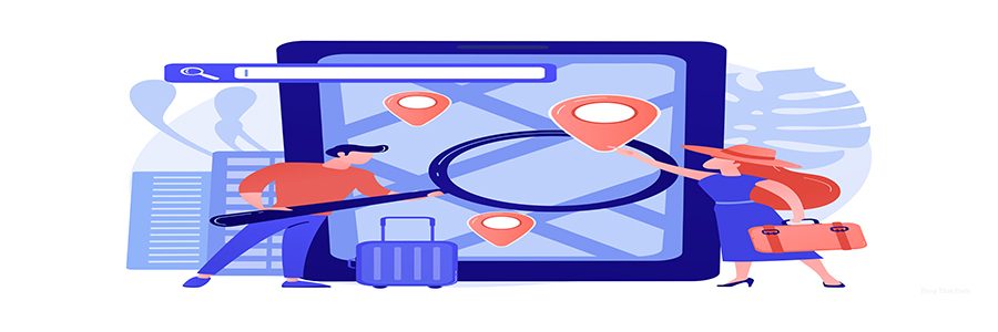 Tour navigator abstract concept vector illustration. Travel guide mobile app, smart trip navigation online, traveler review, smartphone application, holiday planner abstract metaphor.