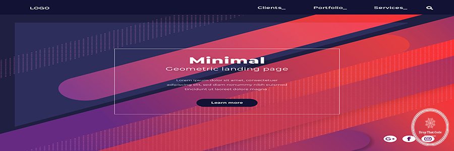 Minimal geometric landing page