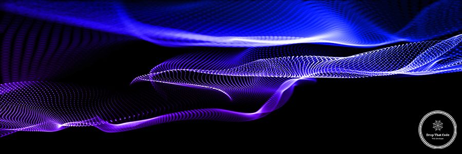 3D render of an abstract network communications background with flowing particles design