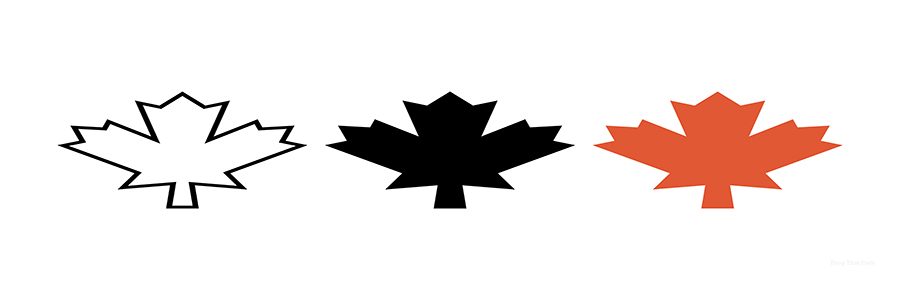 Maple Leaf Outline Glyph Flat