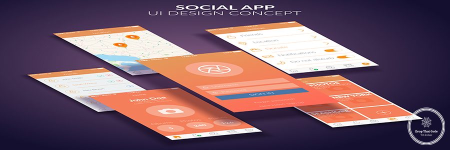 Mobile social application ui design concept flat vector illustration
