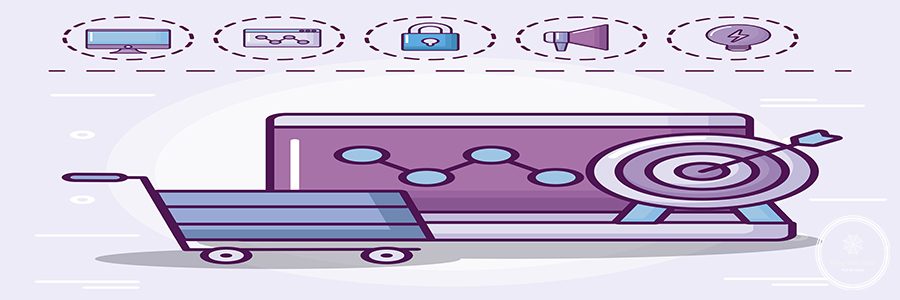 shopping cart with set icons vector illustration design