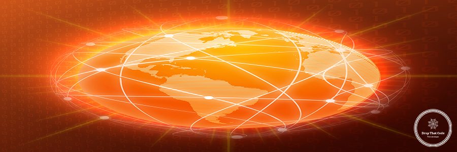 Network globe orange sphere earth map social media concept vector illustration