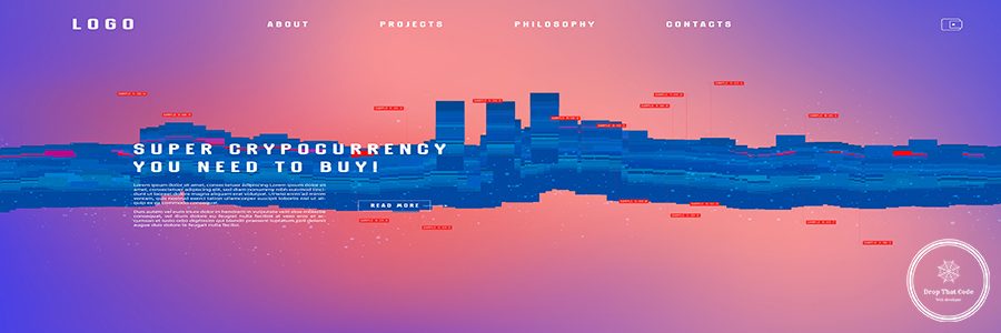 Landing page abstract design with big data. Template for website or app