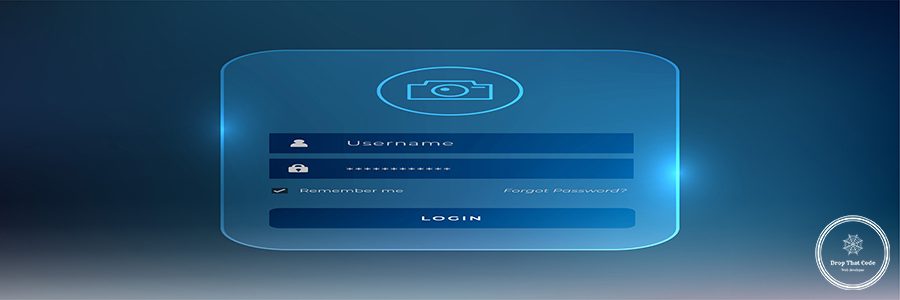 login page template in glass style
