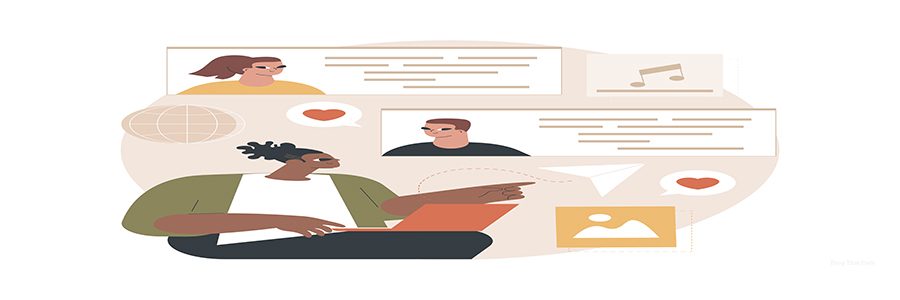 Internet forum abstract concept vector illustration. Internet communication, social media and network technology, chat message, forum topic, comments board, website page abstract metaphor.