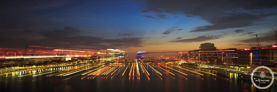 A beautiful shot of an amazing cityscape during a sunset
