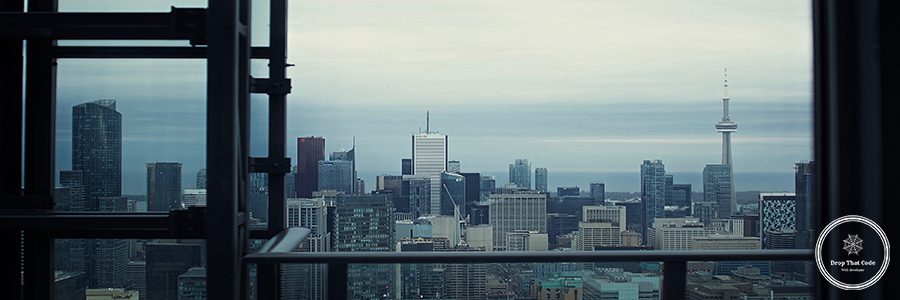 Buildings and tall tower of Toronto in Canada