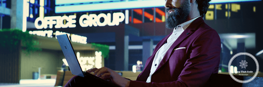 businessman-navigates-pc-check-corporation-profit