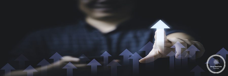 Businessman touching to glowing increasing arrow for business profit and investment growth concept.