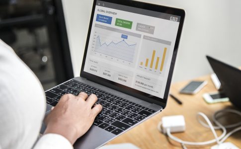 Businesswoman working on a laptop