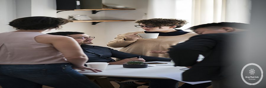 Co-workers working together