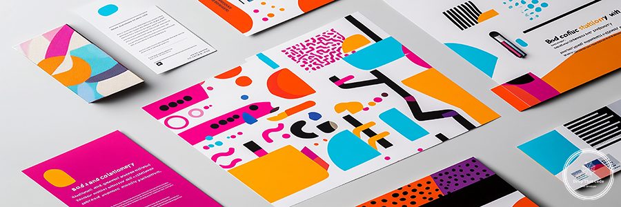 Colorful Stationery Mockup with Abstract Patterns