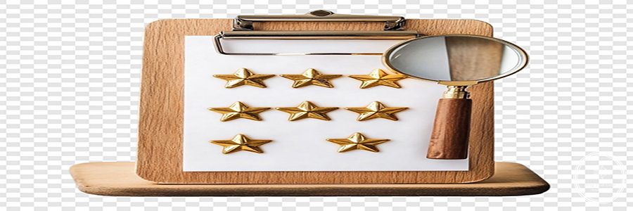 Magnifying Glass and Golden Stars on Clipboard: Quality Assessment