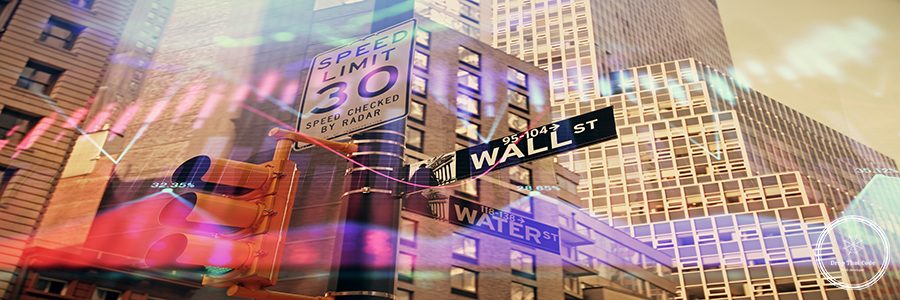 Forex chart on cityscape with tall buildings background multi exposure. Financial research concept.