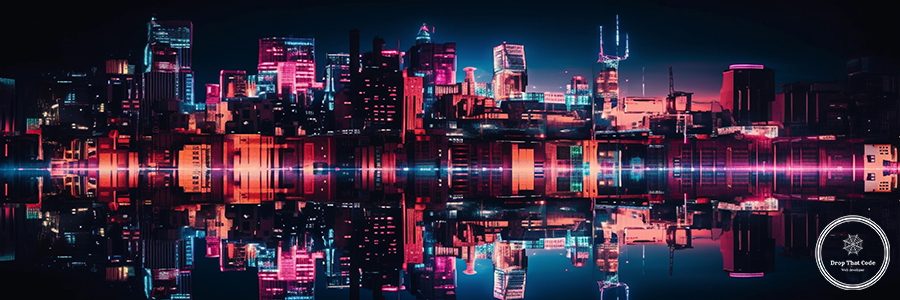 Futuristic skyscrapers illuminate the modern city skyline generated by artificial intelligence