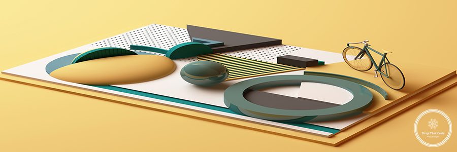 Geometric Shape of Bike Sport Concept in yellow and green colour tone. 3d Rendering