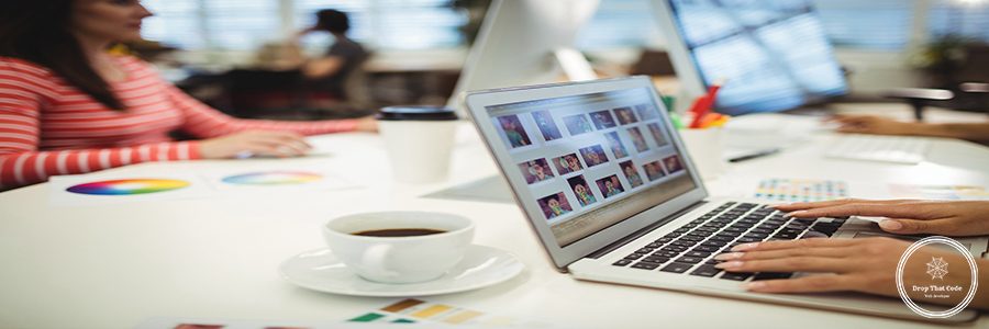 Graphic designers working at their desk in the office
