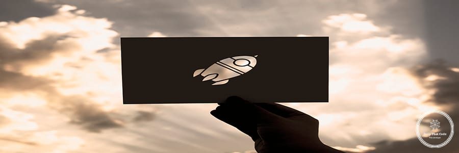 Hand Hold Space Rocket Paper Carving with Sky Background