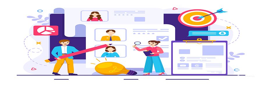 HRM Human Resource Management Vector Illustration with System Managing Company Employee for Marketing Materials and Business Background Design