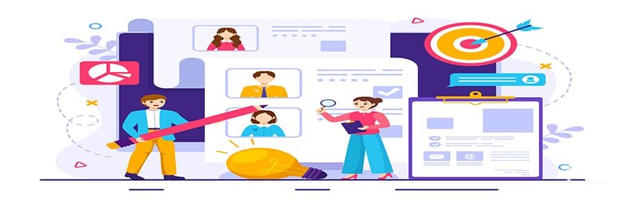 HRM Human Resource Management Vector Illustration with System Managing Company Employee for Marketing Materials and Business Background Design