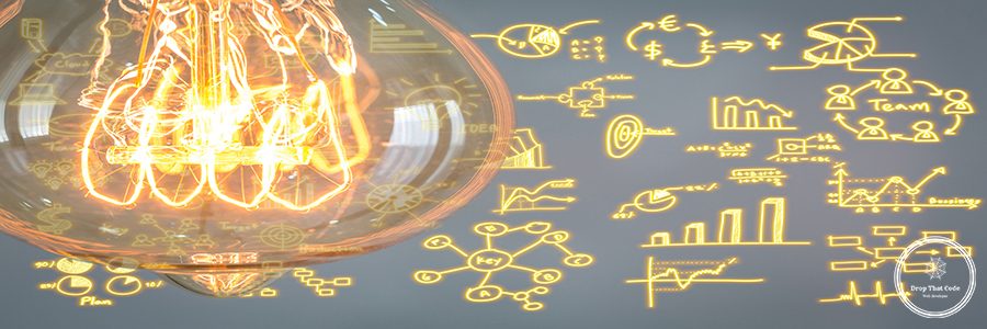 Close up of vintage glowing light bulb with business graph