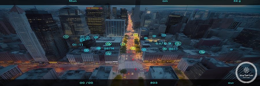 Machine Learning analytics identify person technology in smart city. Generative Ai