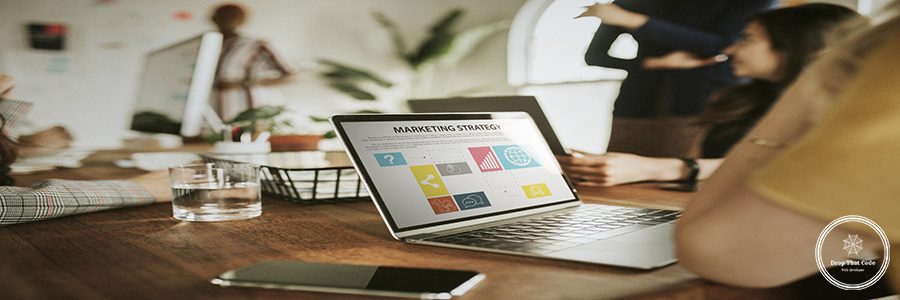 Marketing strategy on a laptop screen