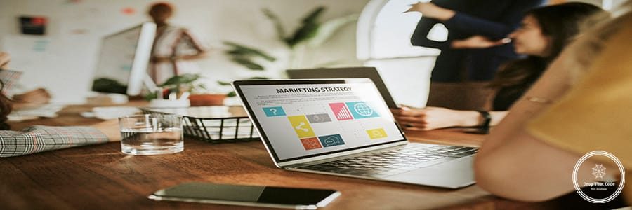 Marketing strategy on a laptop screen
