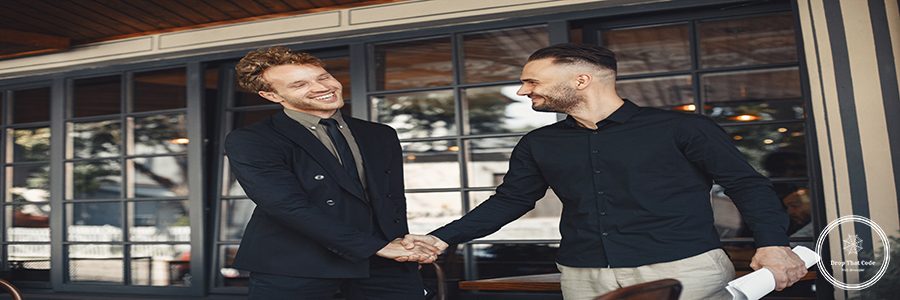 Men shake hands. Enclosure of a business agreement. Understanding between business partners.