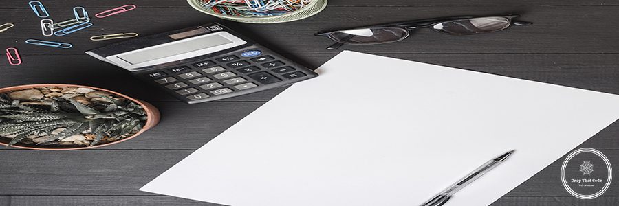 paper-clips-calculator-eyeglasses-potted-plant-with-pen-blank-white-paper