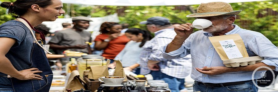 People at healthy local food festive