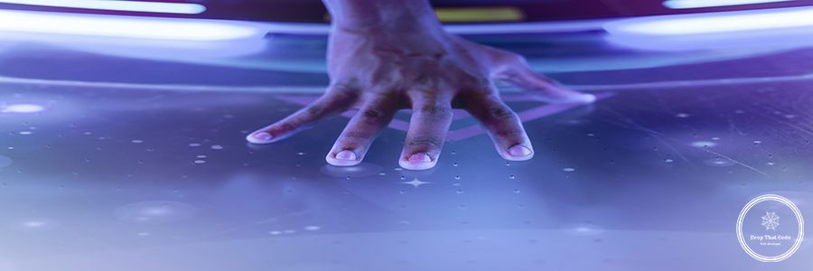 Performer’s hand touching concert stage closeup