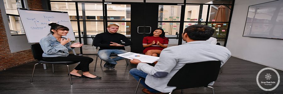 Business concept. Business people are meeting in the office. Businessmen presenting works at the meeting.
