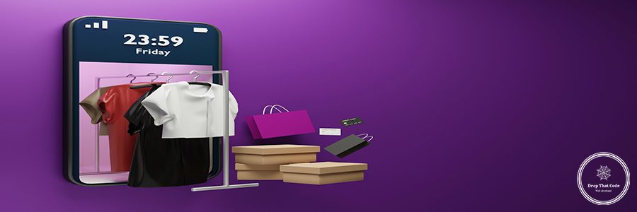 T-shirt store in smartphone on friday night.Online shopping concept.3D render.