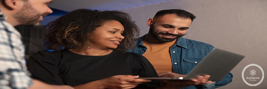 side-view-musicians-working-with-laptop
