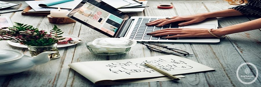 Side view of woman using computer laptop