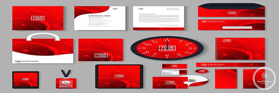 Corporate branding identity design. Stationery mockup vector megapack set. Template for industrial or technical company. Folder and A4 letter, visiting card and envelope. Triangular geometric logo.