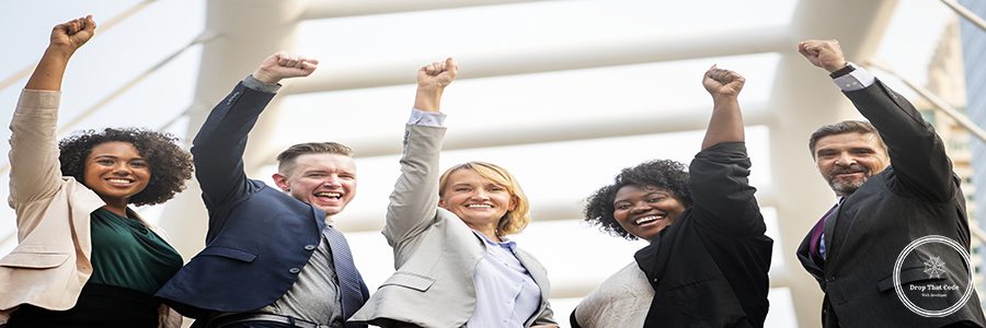 Successful and happy business team