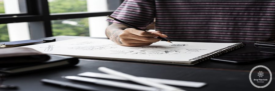 Tattooed hand drawing art work