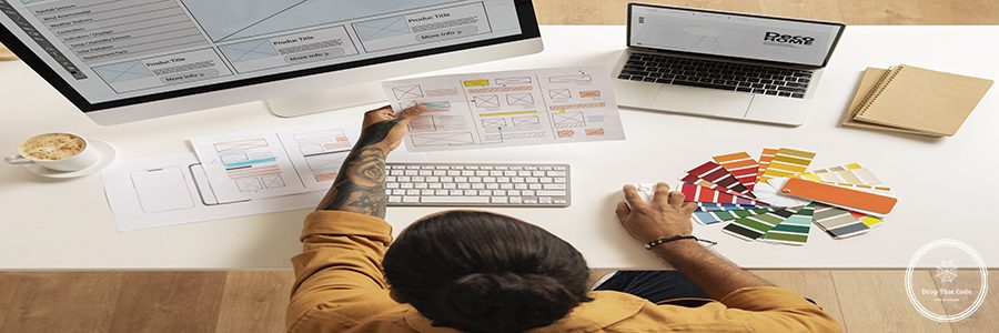 top-view-man-working-desk